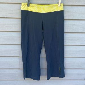 Lululemon Women’s Size 4 Capris Cropped Leggings Black Yellow